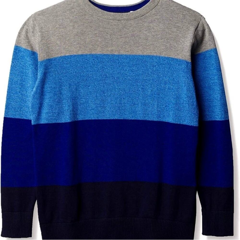 The Children's Place XS (4) Crewneck Blue/Gray Colorblock Pullover Sweater NWOT